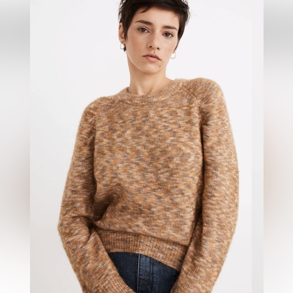 Madewell Space-Dye Pleat-Sleeve Pullover Sweater